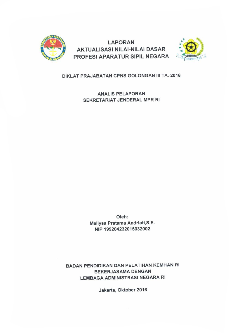 ANALIS PELAPORAN SEKRETARIAT JENDERAL MPR RI