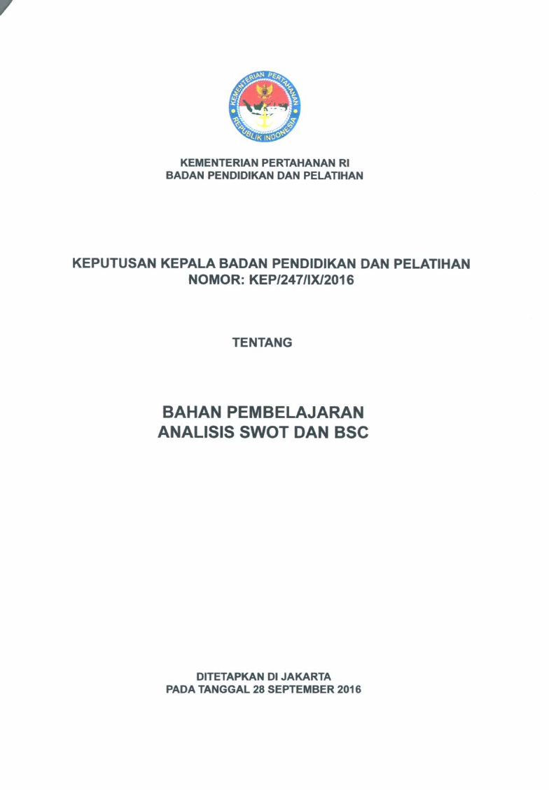 BAHAN PEMBELAJARAN ANALISIS SWOT DAN BSC