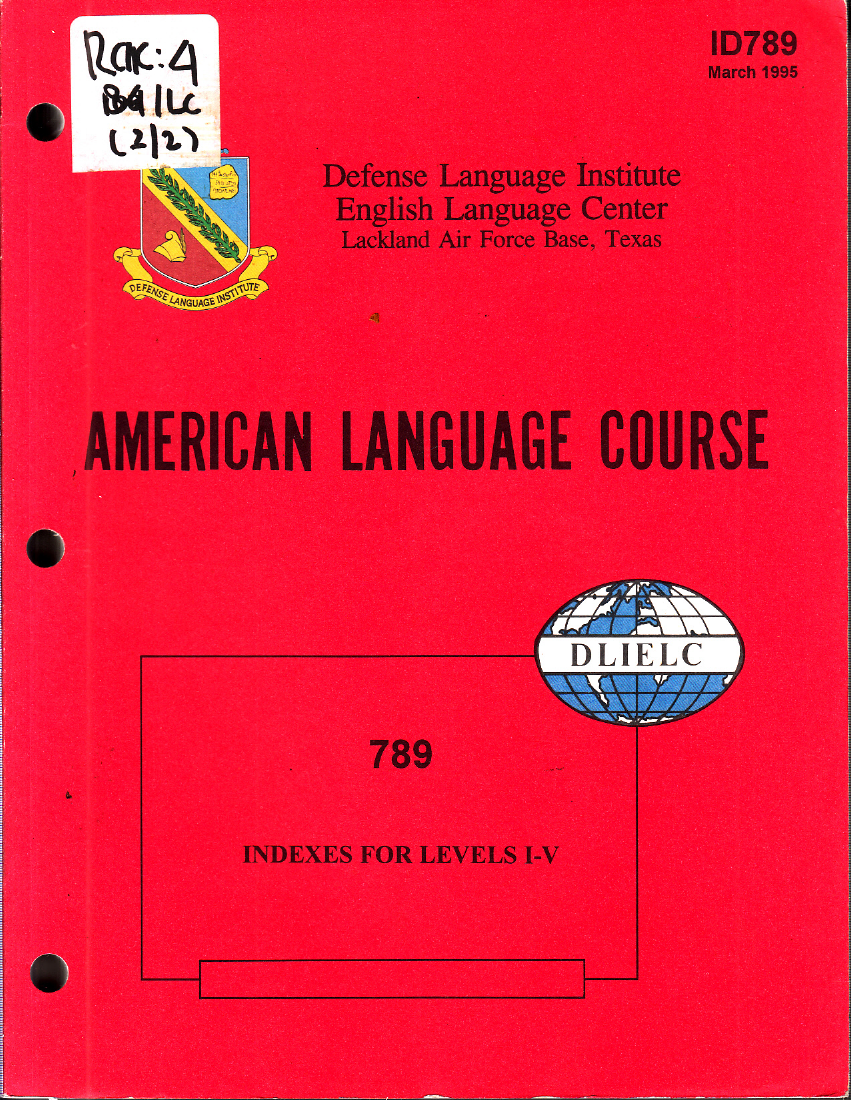 ALC 789 INDEXES FOR LEVELS I-V