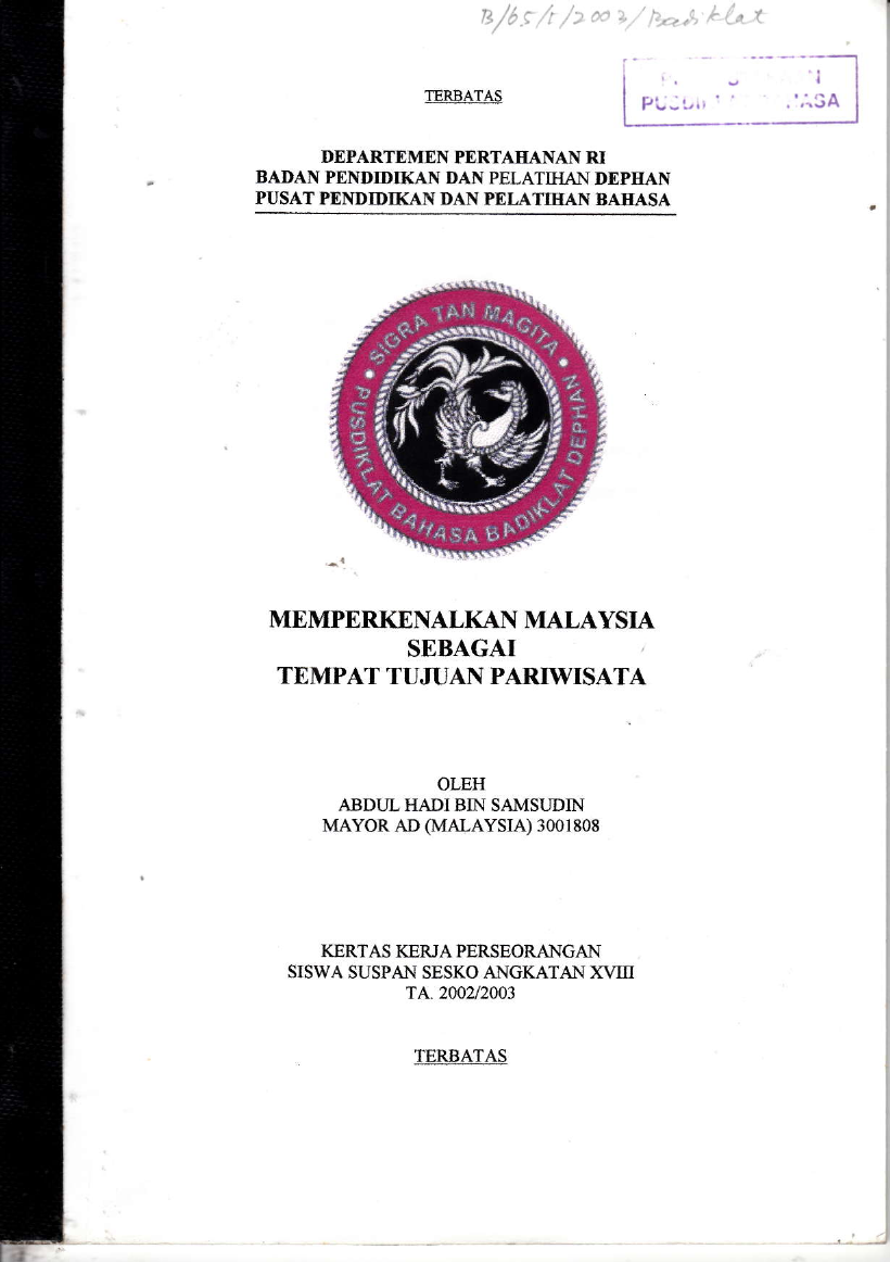 MEMPERKENALKAN MALAYSIA SEBAGAI TEMPAT TUJUAN PARIWISATA