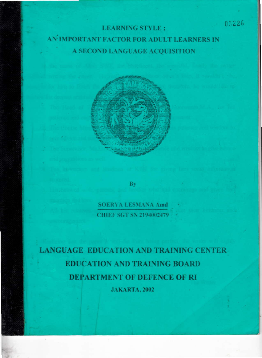 AN IMPORTANT FACTOR FOR ADULT LEARNERS IN A SECOND LANGUAGE ACQUISITION