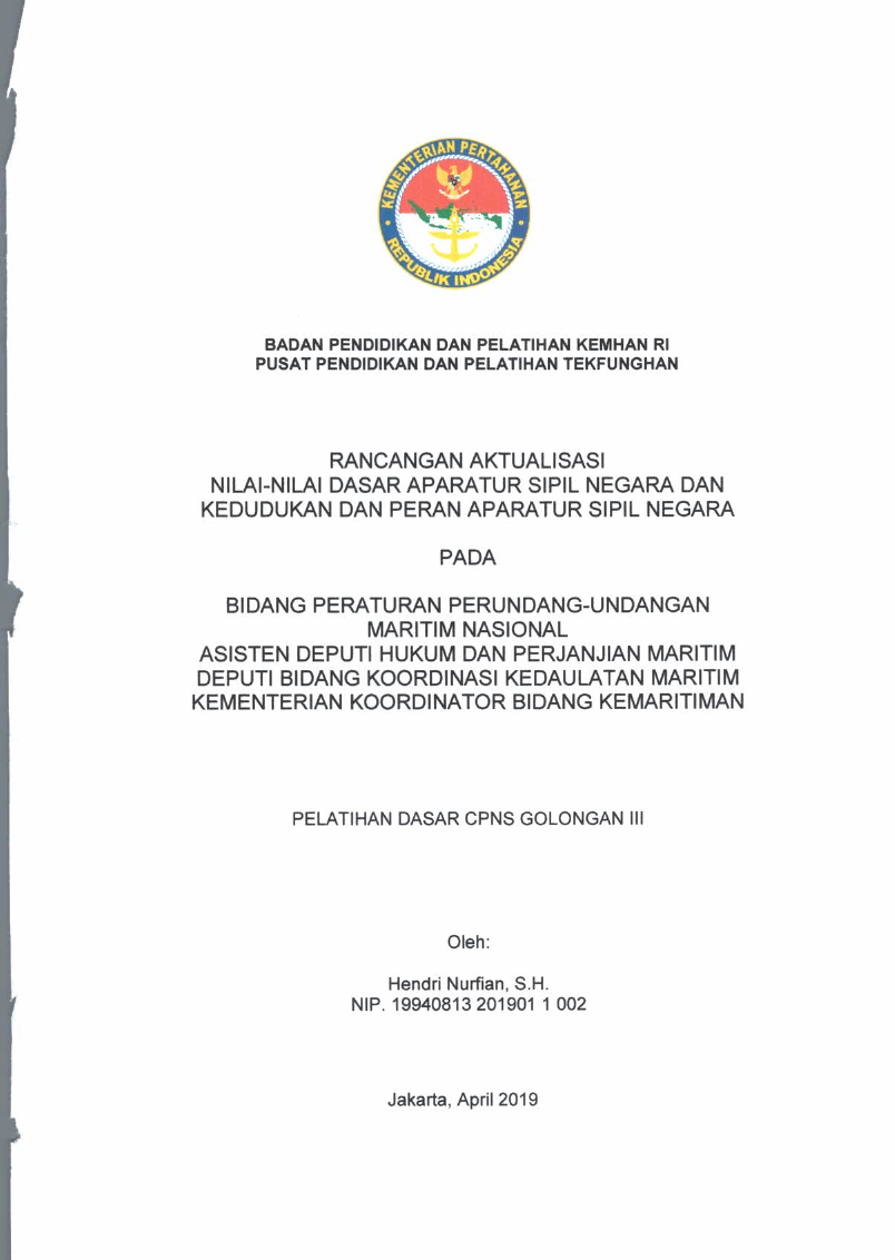 BIDANG PERATURAN PERUNDANG - UNDANGAN MARITIM  NASIONAL ASISTEN DEPUTI HUKUM DAN PERJANJIAN MARITIM DEPUTI BIDANG KOORDINASI KEDAULATAN MARITIM KEMENTRIAN KOORDINATOR BIDANG KEMARITIMAN
