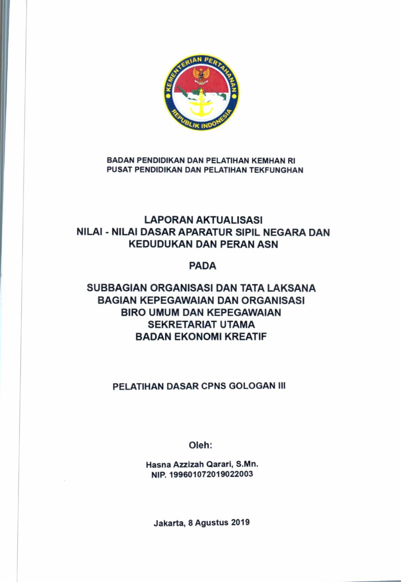 SUBBAGIAN ORGANISASI DAN TATA LAKSANA BAGIAN KEPEGAWAIAN DAN ORGANISASI BIRO UMUM DAN KEPEGAWAIAN SKRETARIAT UTAMA BADAN EKONOMI KREATIF