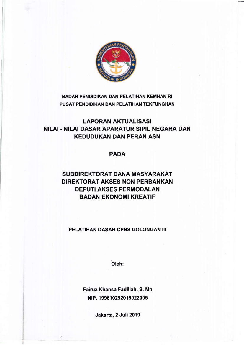 SUBDIREKTORAT DANA MASYARAKAT DIREKTORAT AKSES NON PERBANKAN DEPUTI AKSES PERMODALAN BADAN EKONOMI KREATIF