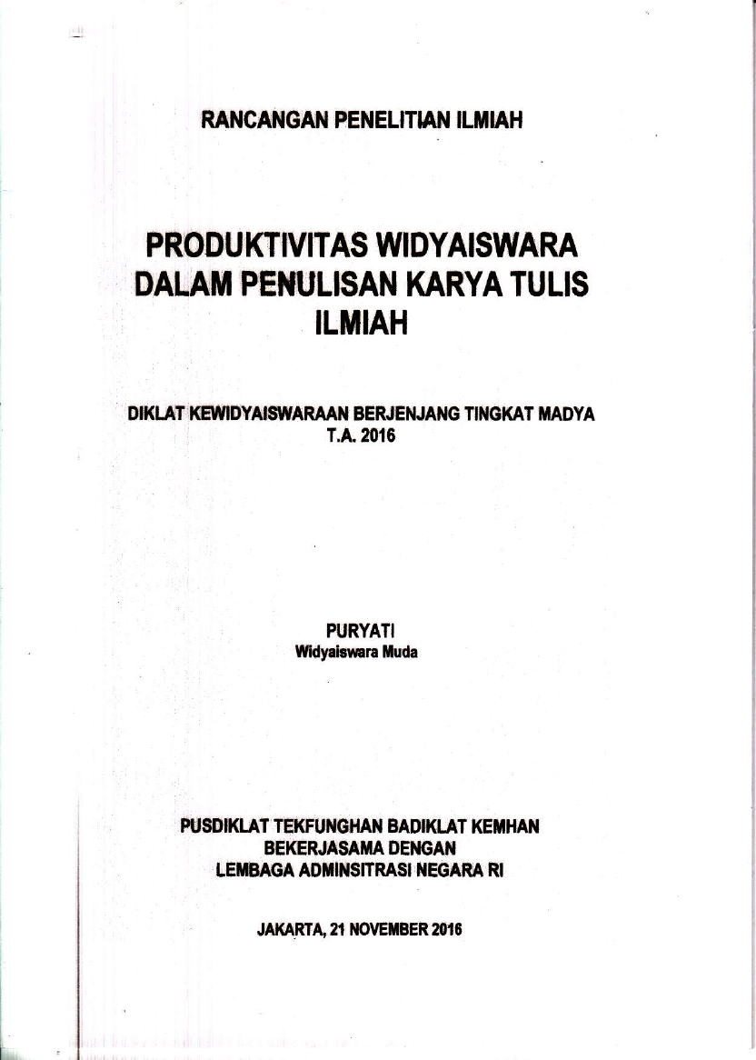 PRODUKTIVITAS WIDYAISWARA DALAM PENULISAN KARYA TULIS ILMIAH