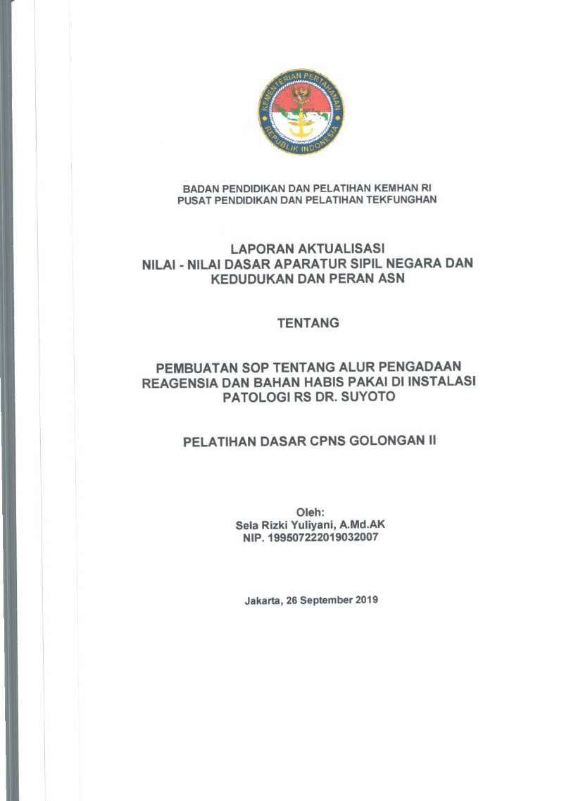 PEMBUATAN SOP TENTANG ALUR PENGADAAN REAGENSIA DAN BAHAN HABIS PAKAI DI INSTALASI PATOLOGI RS DR. SUYOTO