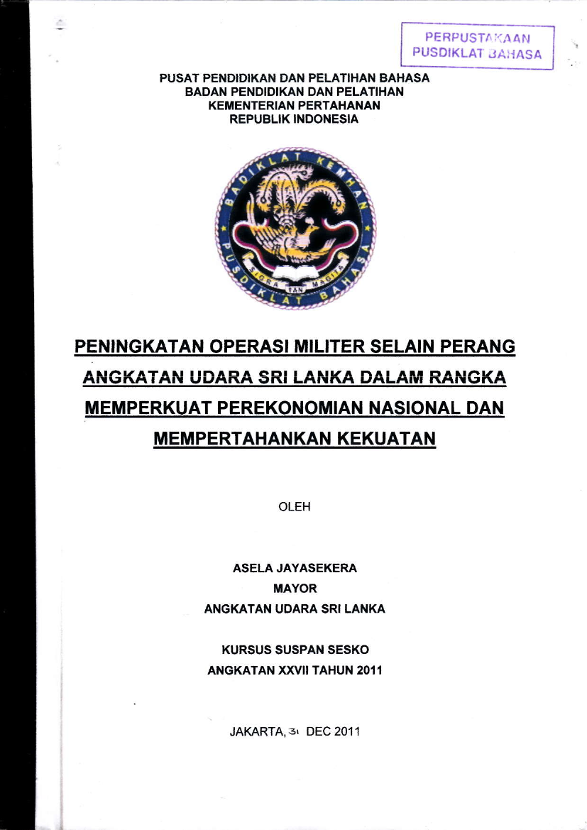 PENINGKATAN OPERASI MILITER SELAIN PERANG ANGKATAN UDARA SRI LANGKA DALAM RANGKA MEMPERKUAT PEREKONOMIAN NASIONAL DAN MEMPERTAHANKAN KEKUATAN