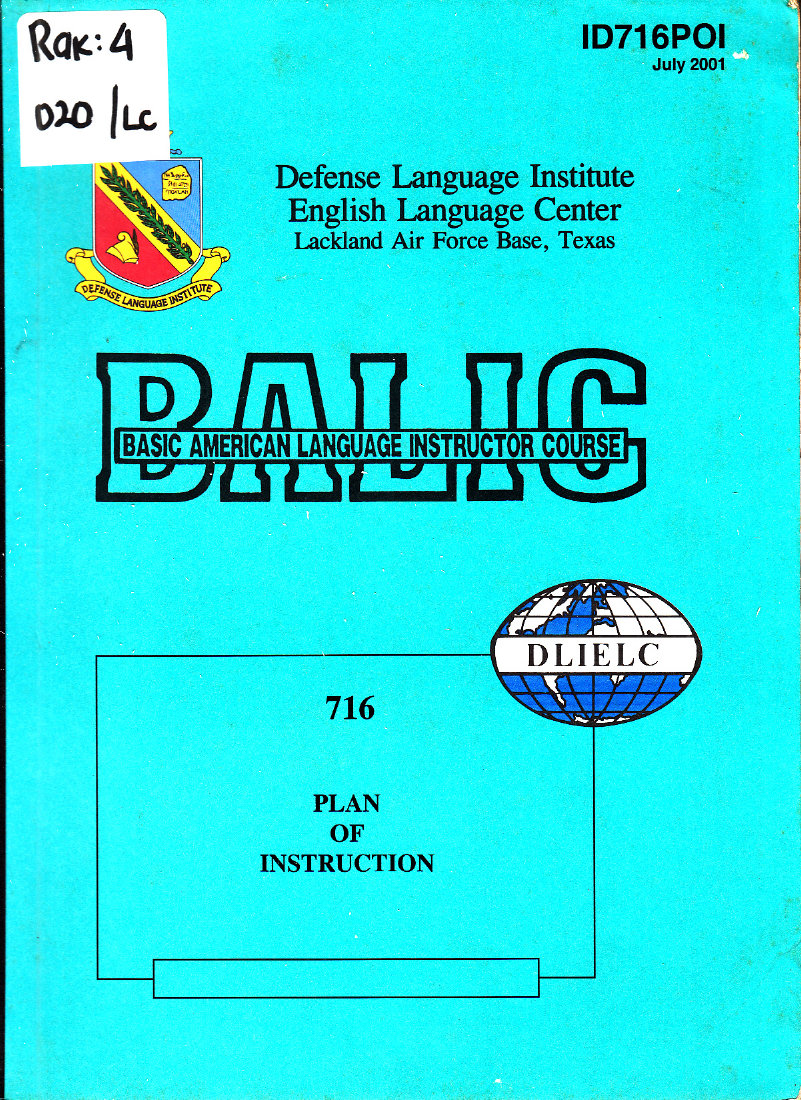 BALIC 716 PLAN OF INSTRUCTION