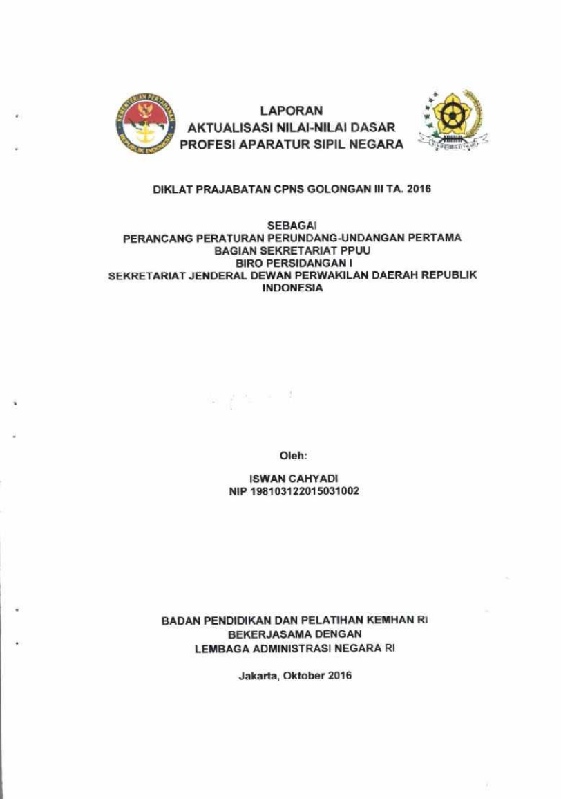 PERANCANG PERATURAN PERUNDANG - UNDANGAN PERTAMA BAGIAN SEKRETARIAT PPUU BIRO PERSIDANGAN I SEKRETARIAT JENDERAL DEWAN PERWAKILAN DAERAH PUBLIK INDONESIA