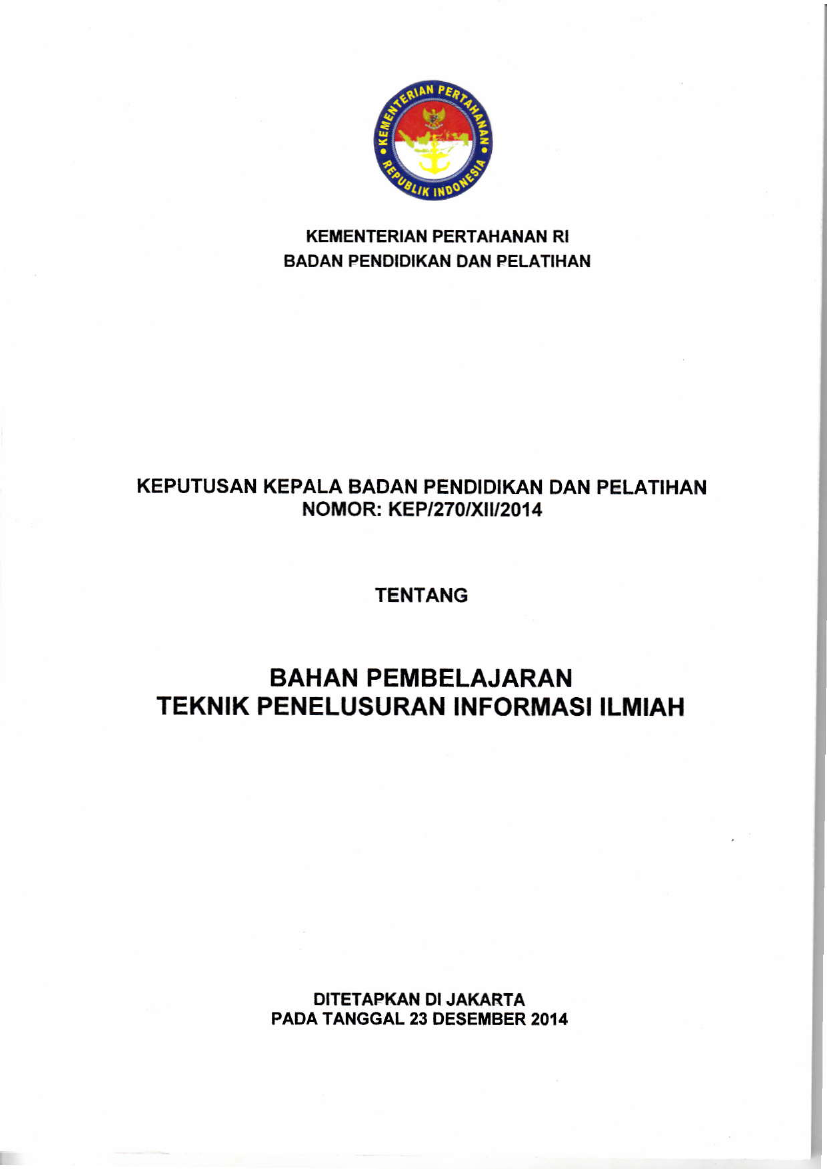 BAHAN PEMBELAJARAN TEKNIK PENELUSURAN INFORMASI ILMIAH
