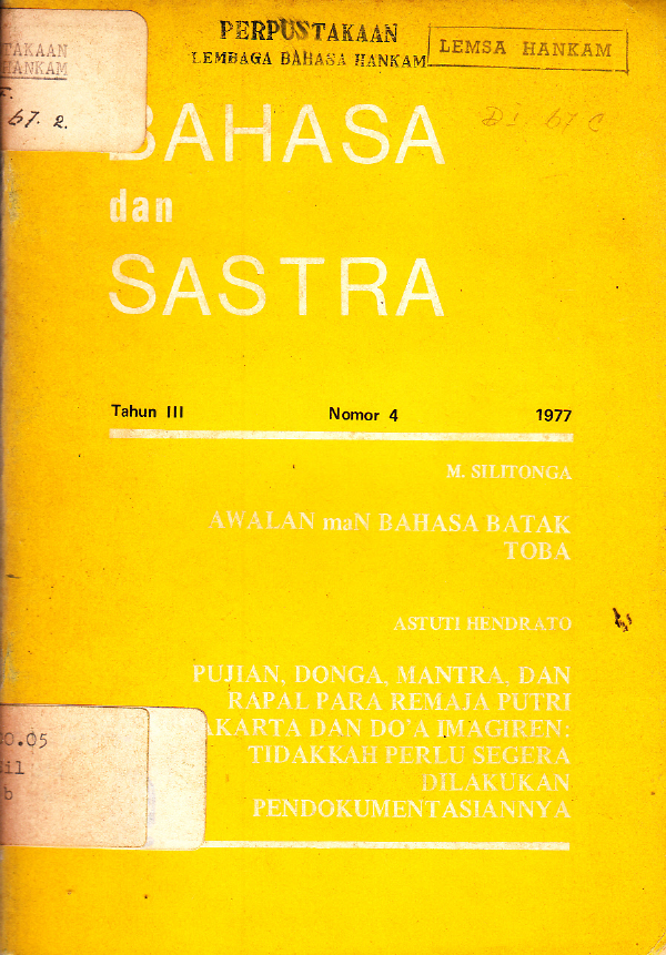 BAHASA DAN SASTRA NOMOR 4 TAHUN III