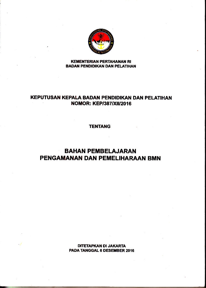 BAHAN PEMBELAJARAN PENGAMANAN DAN PEMELIHARAAN BMN