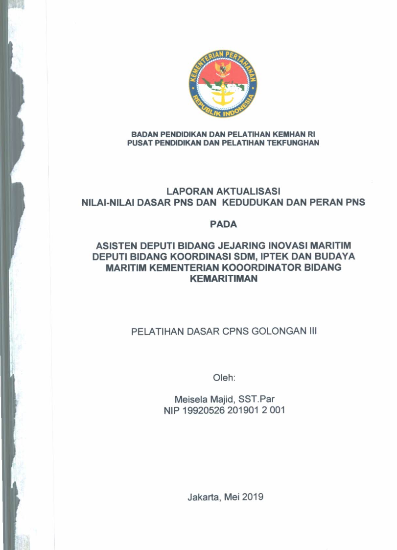 ASISTEN DEPUTI BIDANG JEJARING INOVASI MARITIM DEPUTI BIDANG KOORDINASI SDM, IPTEK DAN BUDAYA MARITIM KEMENTERIAN  KOORDINATOR BIDANG KEMARITIMAN