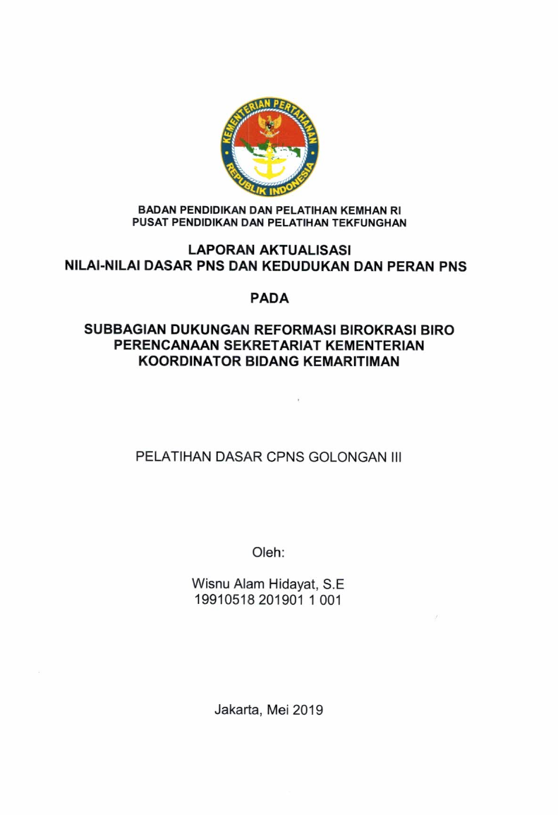 SUBBAGIAN DUKUNGAN REFORMASI BIROKRASI BIRO PERENCANAAN SEKRETARIAT KEMENTERIAN KOORDINATOR BIDANG KEMARITIMAN