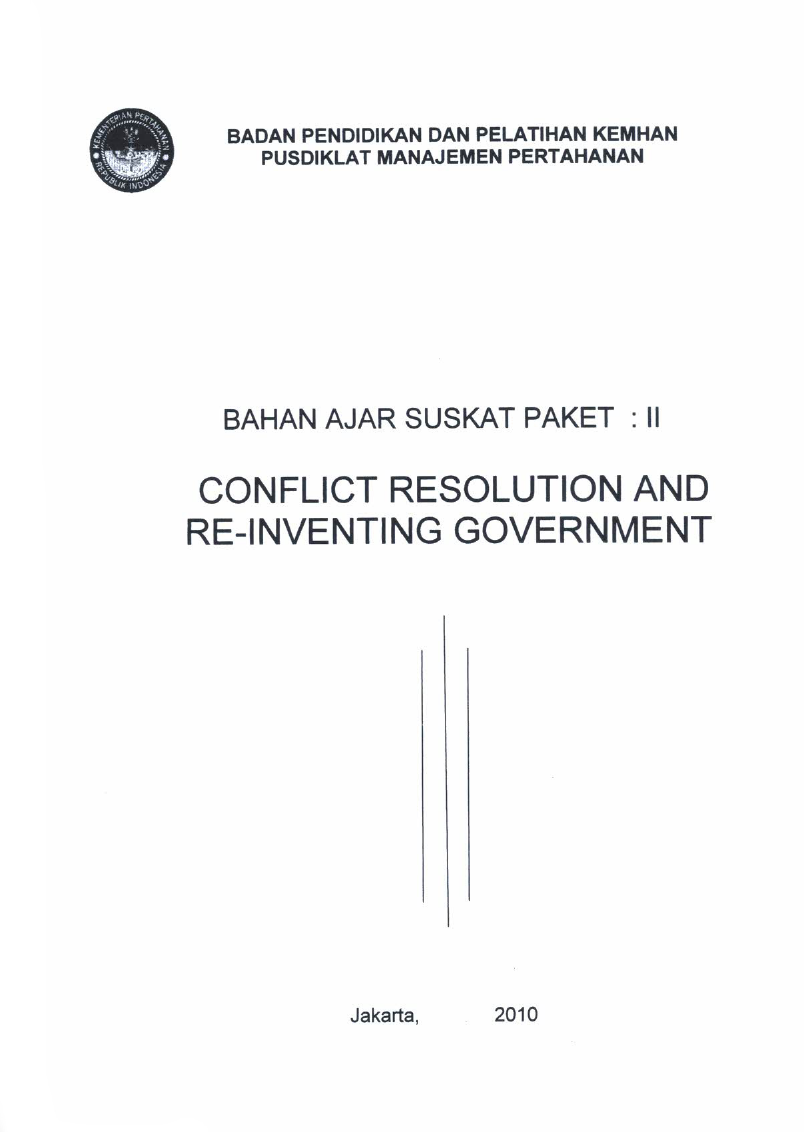 BAHAN AJAR SUSKAT PAKET II - CONFLICT RESOLUTION AND RE-INVENTING GOVERNMENT