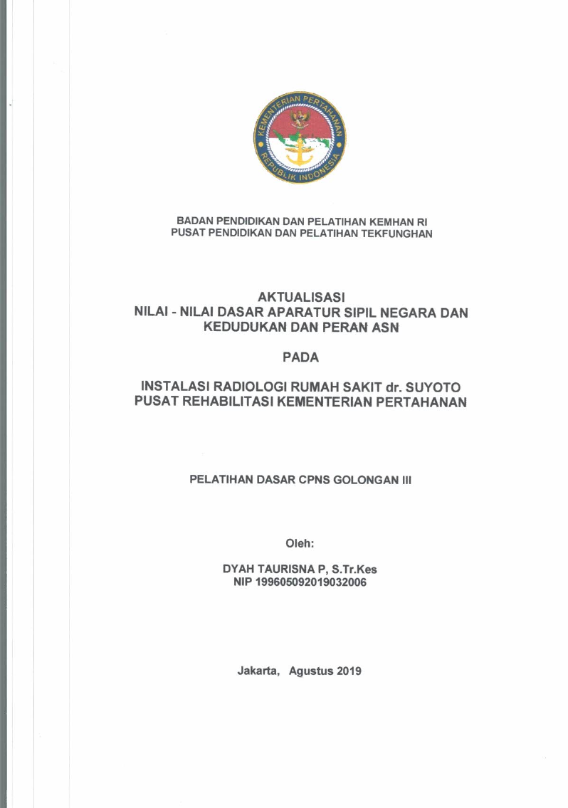 INSTALASI RADIOLOGI RUMAH SAKIT DR. SUYOTO PUSAT REHABILITASI PEMERINTAHAN PERTAHANAN