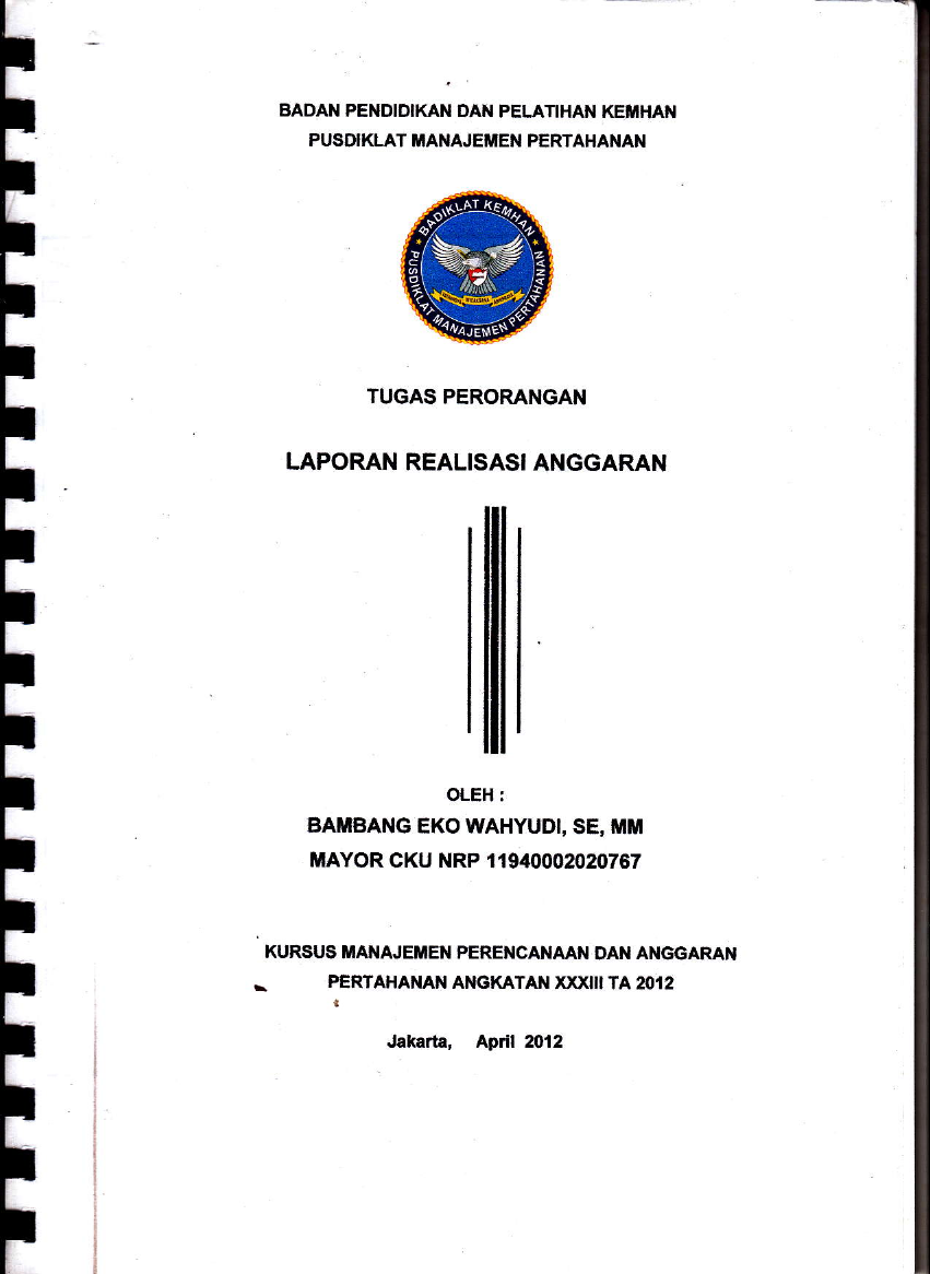 TUGAS MATA KULIADH : LAPORAN REALISASI ANGGARAN