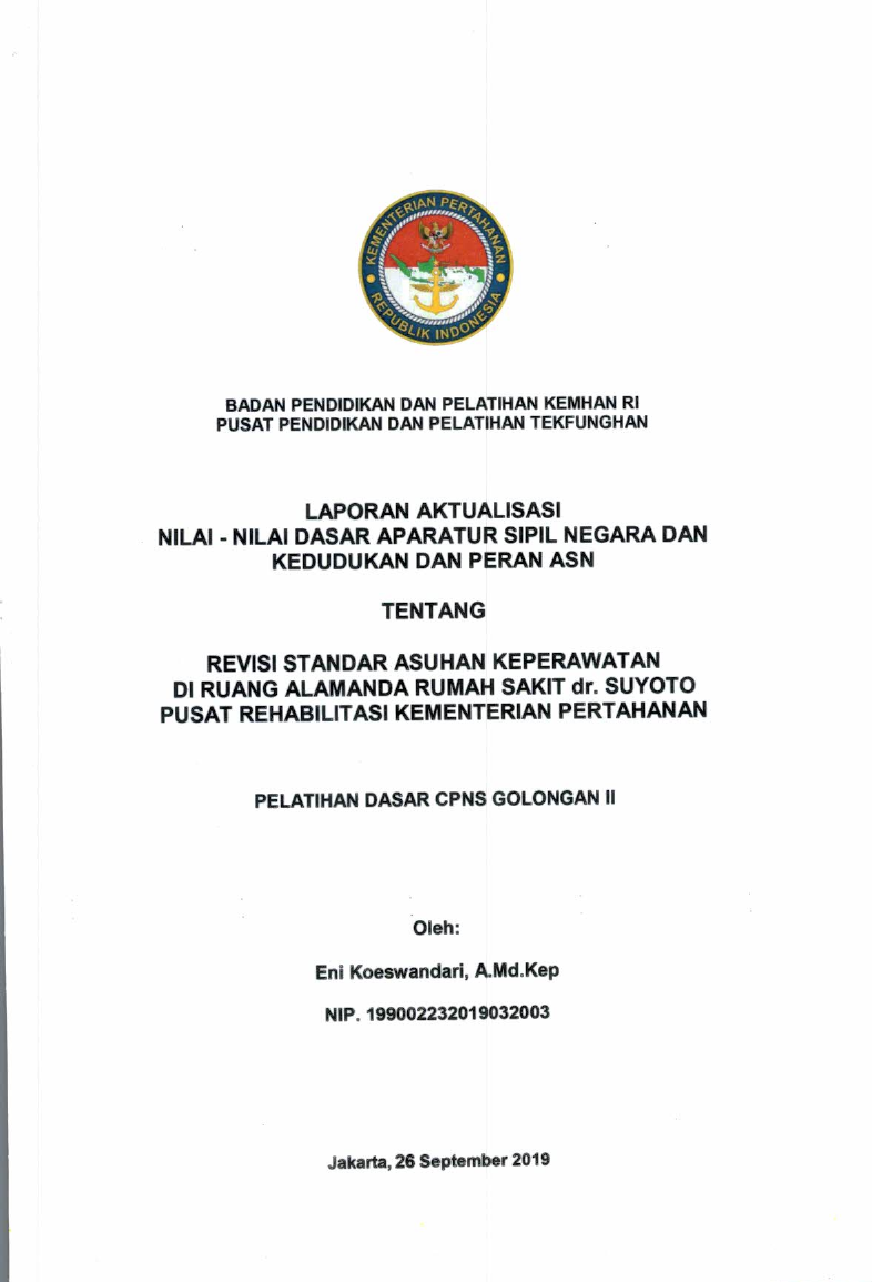 REVISI STANDAR ASUHAN KEPERAWATAN DI RUANG ALAMANDA RUMAH SAKIT DR. SUYOTO PUSAT REHABILITASI KEMENTERIAN PERTAHANAN
