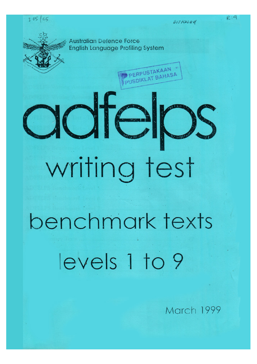 ADFELPS WRITING TEST BENCHMARK TEXTS LEVELS 1 TO 9
