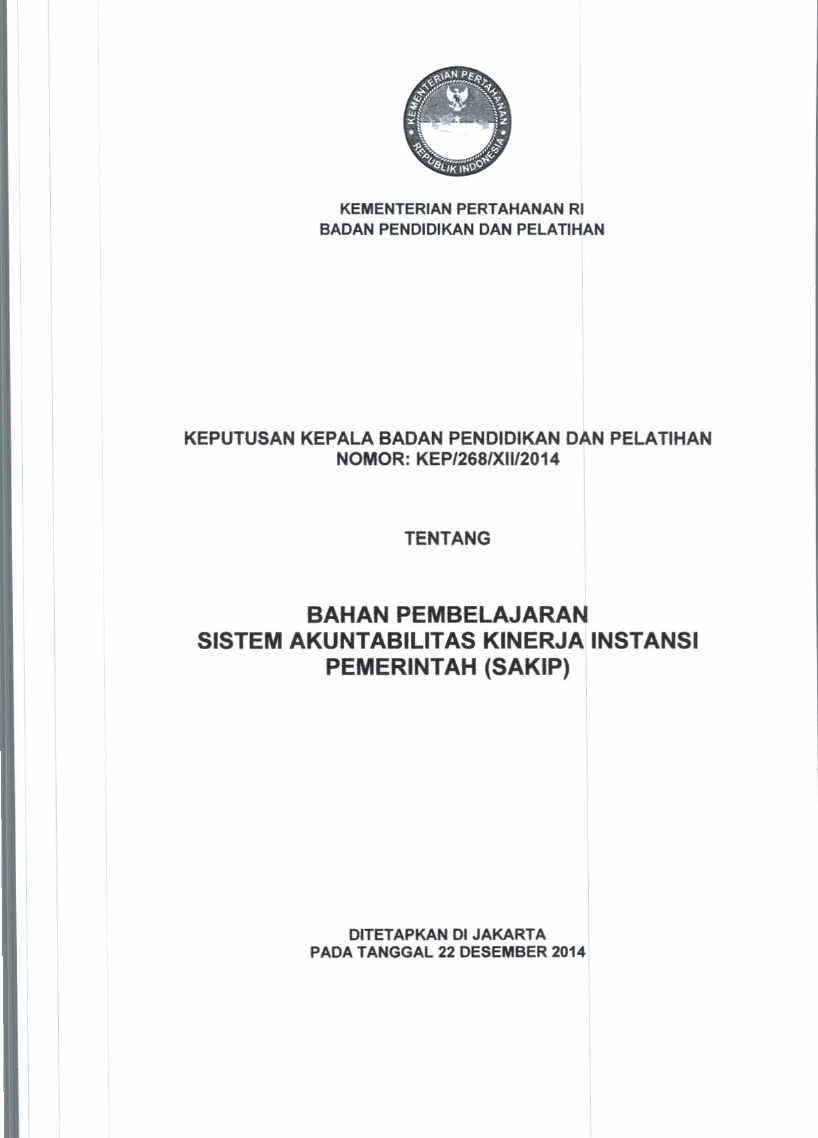 BAHAN PEMBELAJARAN SISTEM AKUNTABILITAS KINERJA INSTANSI PEMERINTAH (SAKIP)