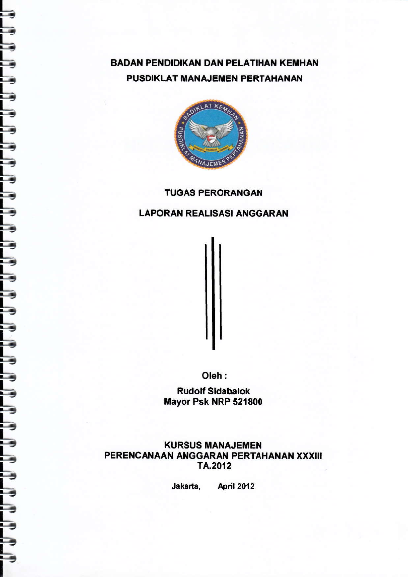 TUGAS PERORANGAN : LAPORANG REASLISASI ANGGARAN