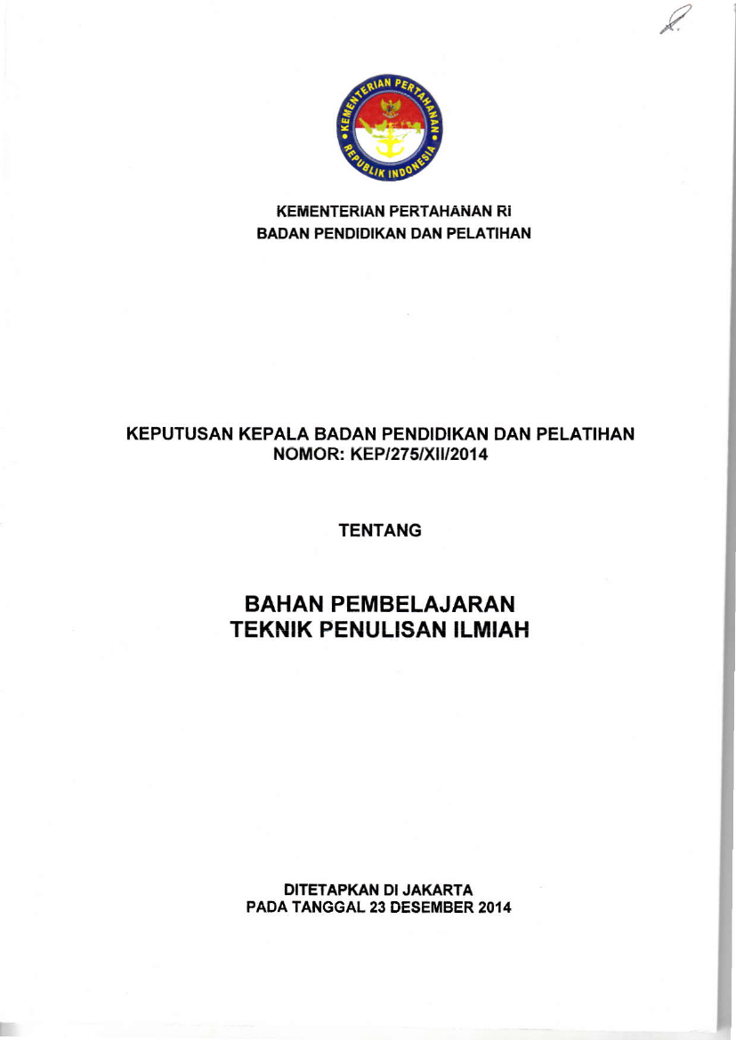 BAHAN PEMBELAJARAN TEKNIK PENULISAN ILMIAH