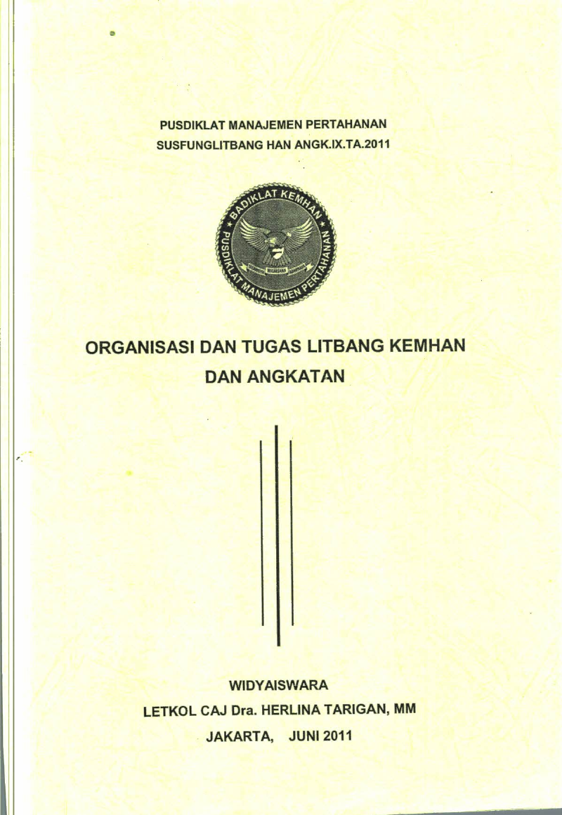 ORGANISASI DAN TUGAS LITBANG KEMHAN DAN ANGKATAN