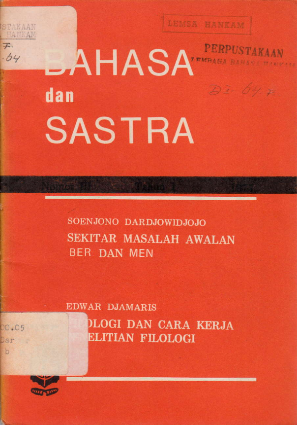 BAHASA DAN SASTRA NOMOR III TAHUN 1
