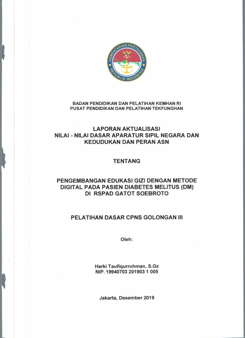 PENGEMBANGAN EDUKASI GIZI METODE DIGITAL PADA PASIEN DIABETES MELITUS (DM) DI RSPAD GATOT SOEBROTO