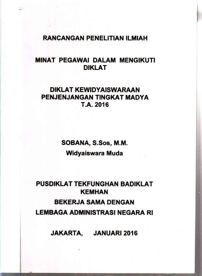 MINAT PEGAWAI DIKLAT DALAM MENGIKUTI DIKLAT