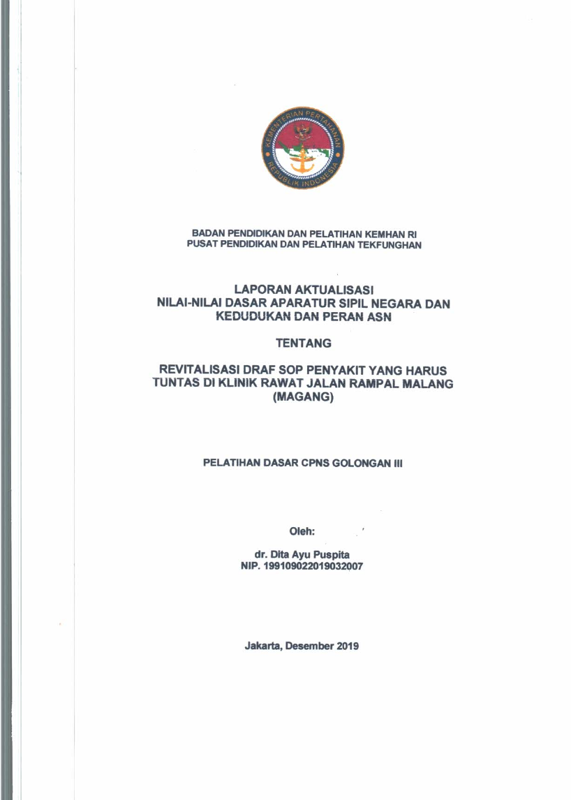 REVITALISASI DRAF SOP PENYAKIT YANG HARUS TUNTAS DI KLINIK RAWAT JALAN RAMPAL MALANG (MAGANG)