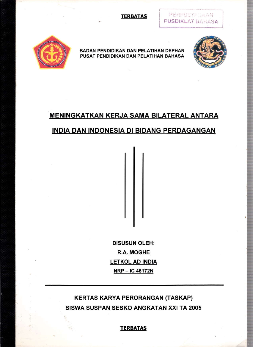 MENINGKATKAN KERJA SAMA BILATERAL ANTARA INDIA DAN INDONESIA DI BIDANG PERDAGANGAN