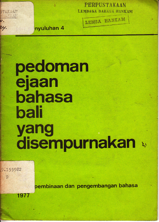 PEDOMAN UMUM EJAAN BAHASA BALI YANG DISEMPURNAKAN
