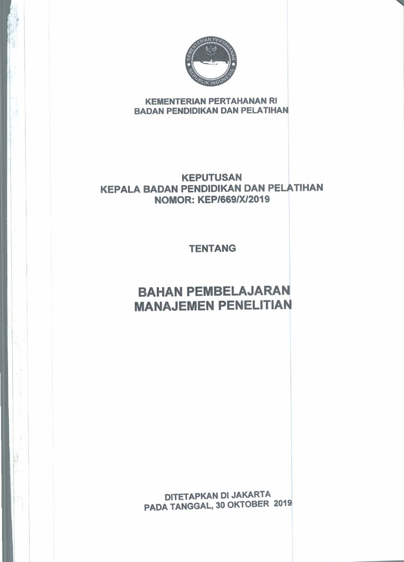 BAHAN PEMBELAJARAN MANAJEMEN PENELITIAN