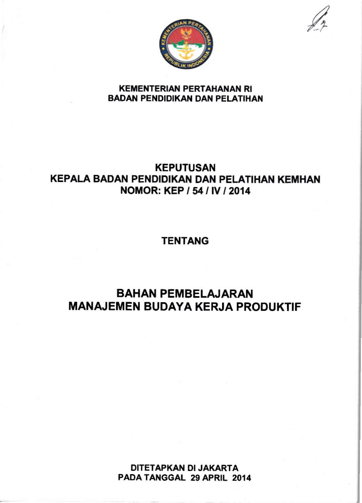 BAHAN PEMBELAJARAN BUDAYA KERJA ORGANISASI