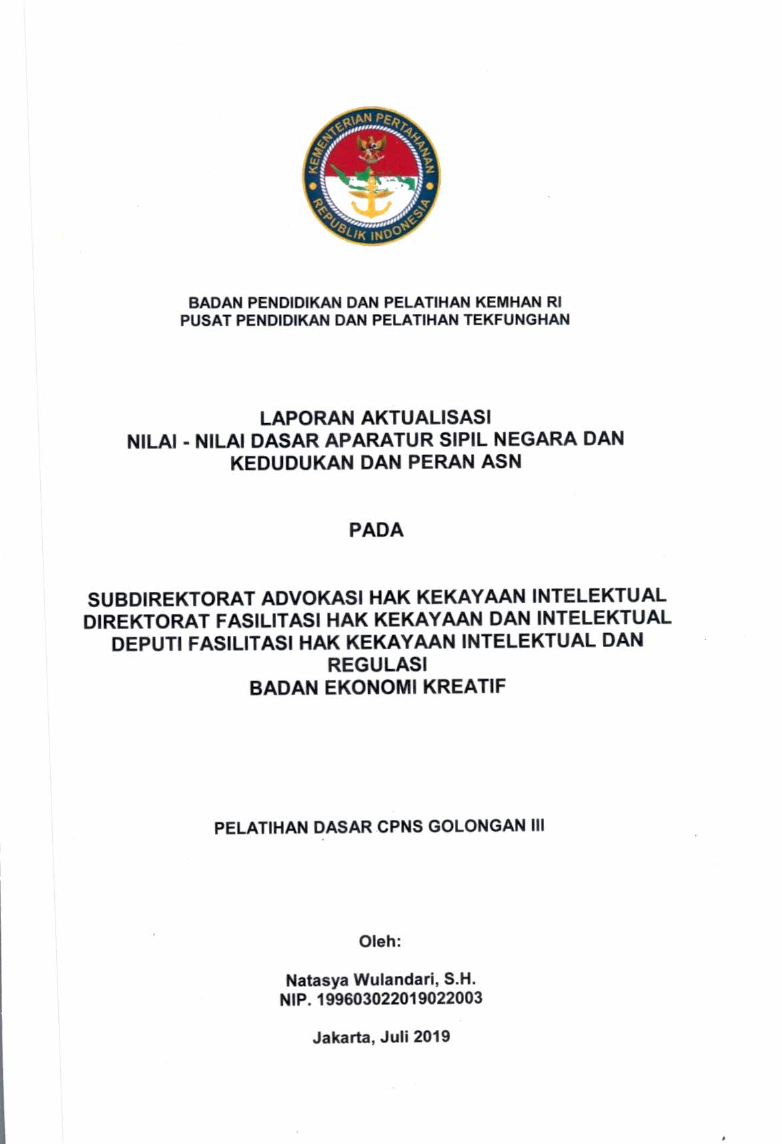 SUBDIREKTORAT ADVOKASI HAK KEKAYAAN INTELEKTUAL DIREKTORAT FASILITASI HAK KEKAYAAN DAN INTELEKTUAL DEPUTI FASILITASI HAK KEKAYAAN INTELEKTUAL DAN REGULASI BADAN EKONOMI KREATIF
