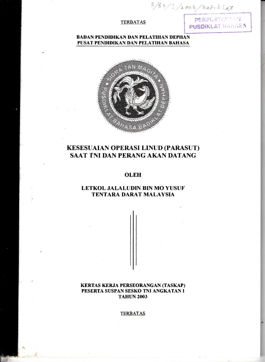 KESESUAIAN OPERASI LINUD (PARASUT) SAAT TNI DAN PERANG AKAN DATANG