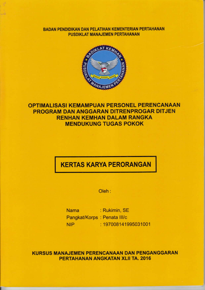 OPTIMALISASI PENGAWASAN MELALUI PENGENDALIAN INTERN DALAM PELAKSANAAN PENGADAAN BARANG DAN JASA DI KODAM XVII/CENDRAWASIH