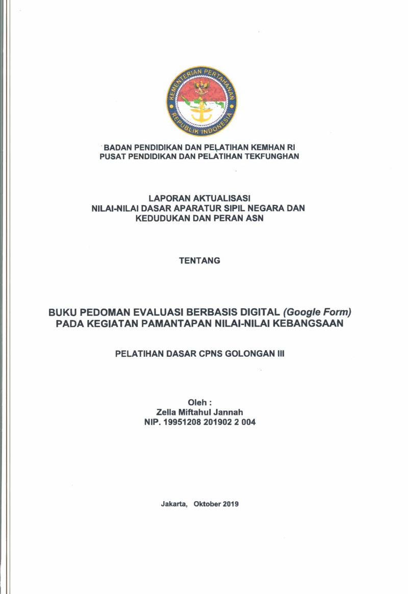 BUKU PEDOMAN EVALUASI BERBASIS DIGITAL (GOOGLE FORM) PADA KEGIATAN PEMANTAPAN NILAI-NILAI KEBANGSAAN