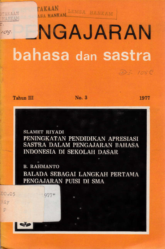 PENGAJARAN BAHASA DAN SASTRA NO. 3 TAHUN III