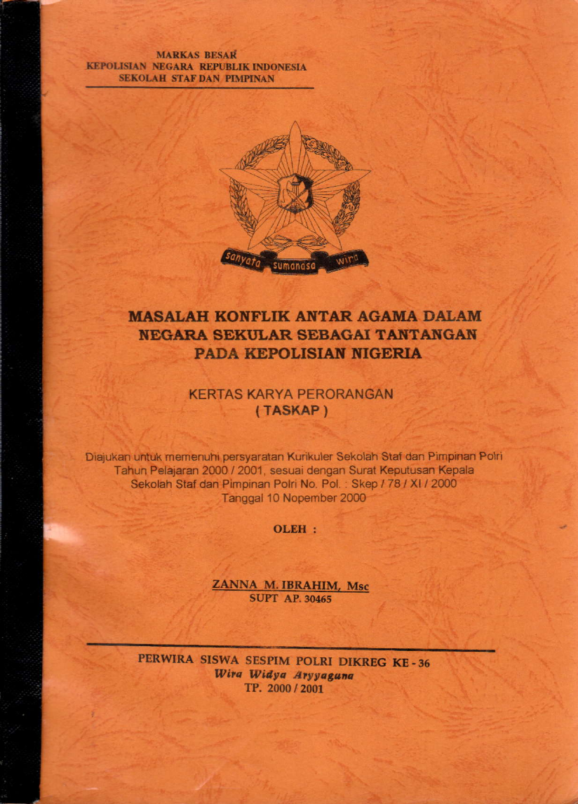 MASALAH KONFLIK ANTAR AGAMA DALAM NEGARA SEKULAR SEBAGAI TANTANGAN PADA KEPOLISIAN NIGERIA