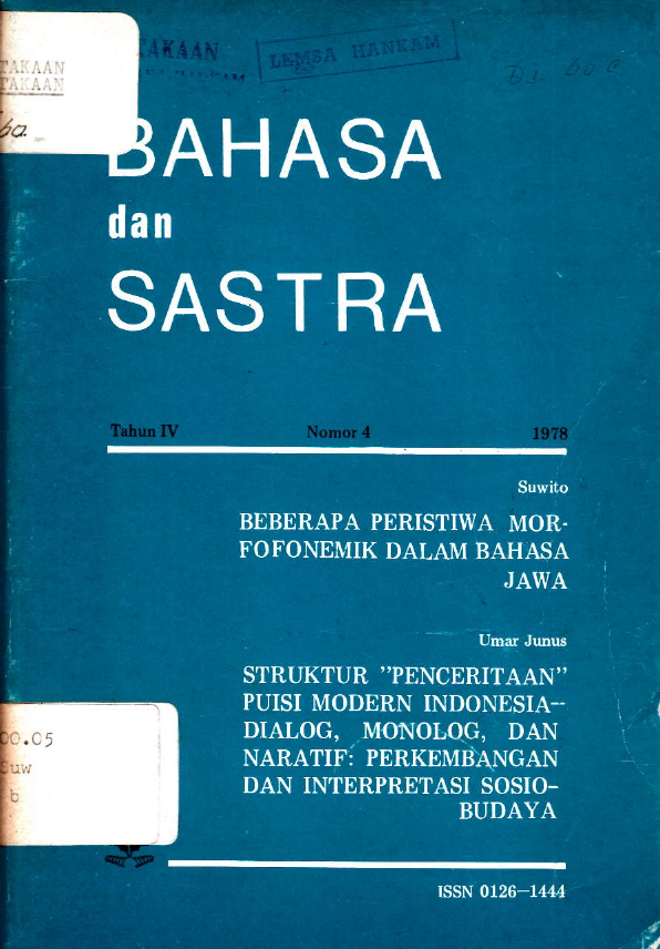 BAHASA DAN SASTRA NOMOR 4 TAHUN IV