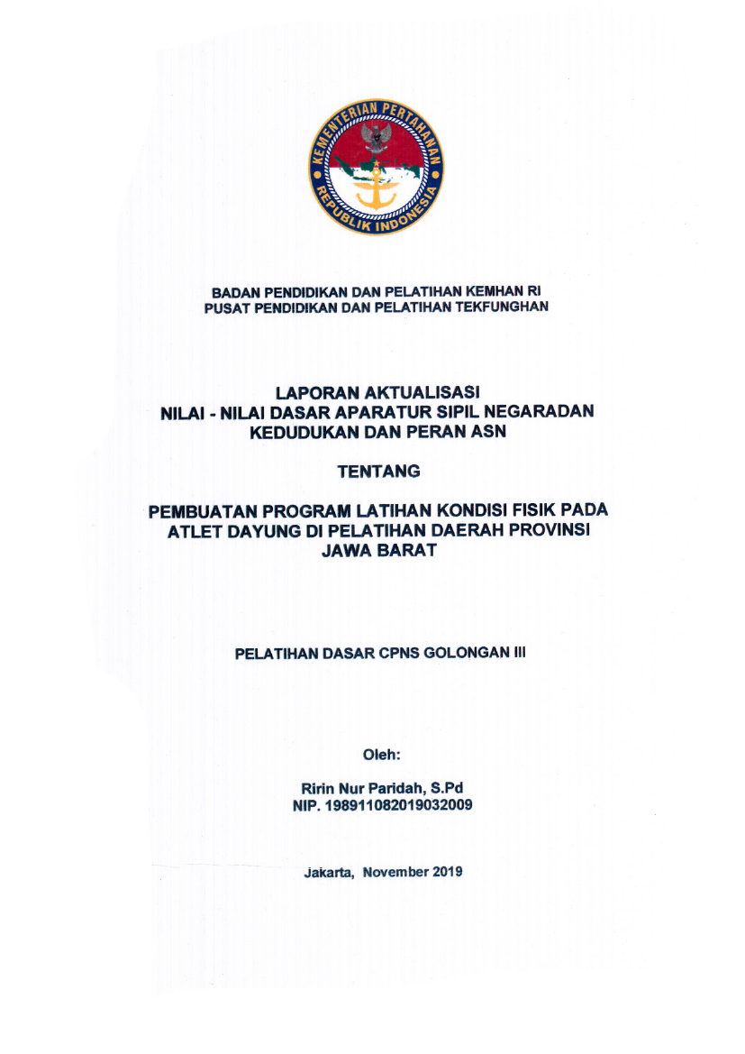 PEMBUATAN PROGRAM LATIHAN KONDISI FISIK PADA ATLET DAYUNG DI PELATIHAN DAERAH PROVINSI JAWA BARAT