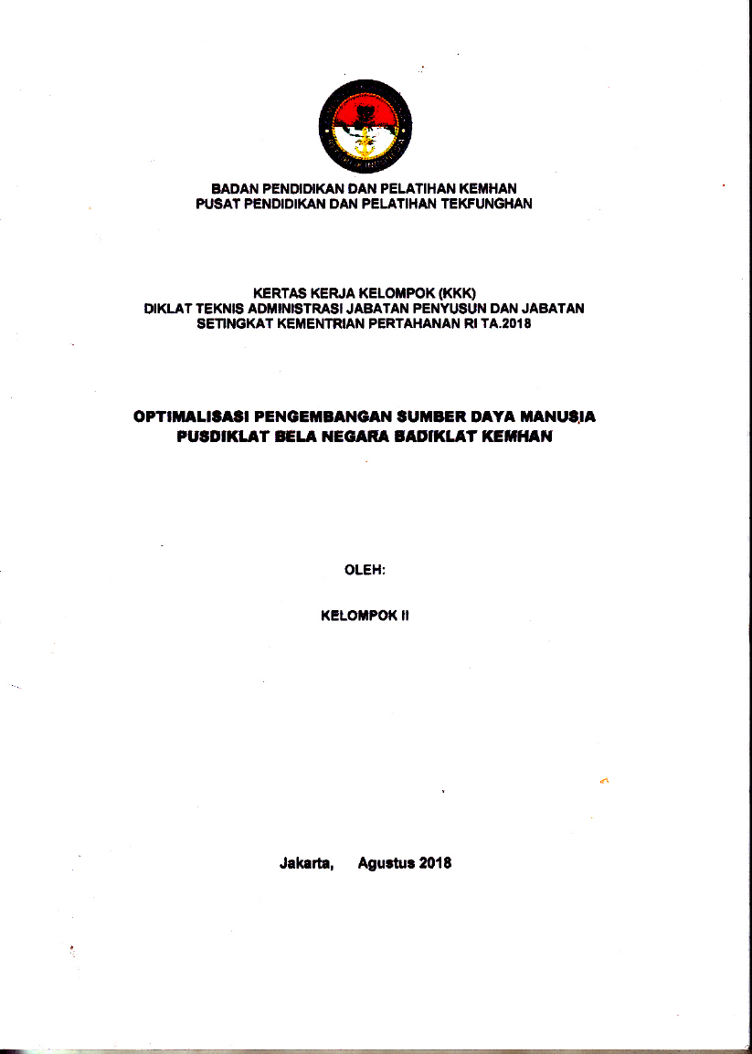 OPTIMALISASI PENGEMBANGAN SUMBER DAYA MANUSIA PUSDIKLAT BELA NEGARA BADIKLAT KEMHAN