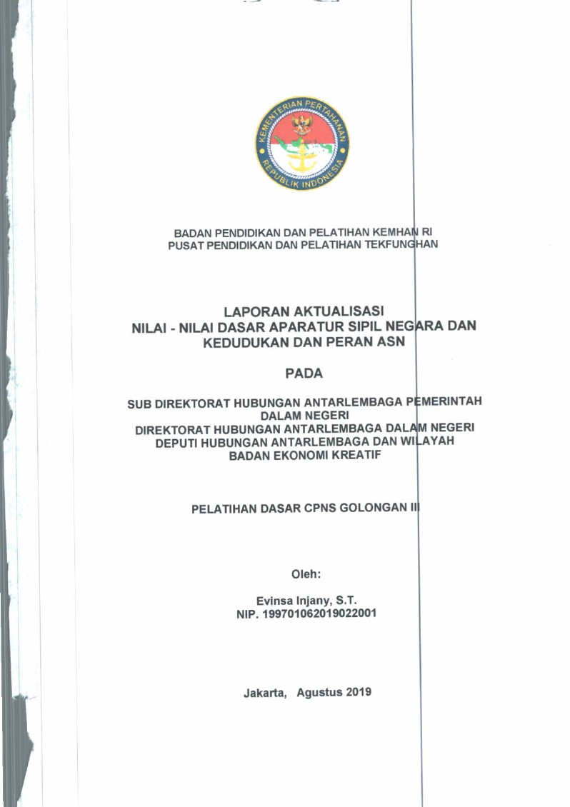 SUB DIREKTORAT HUBUNGAN ANTAR LEMBAGA PEMERINTAH DALAM NEGERI DIREKTORAT HUBUNGAN ANTAR LEMBAGA DALAM NEGERI DEPUTI HUBUNGAN ANTAR LEMBAGA DAN WILAYAH BADAN EKONOMI KREATIF