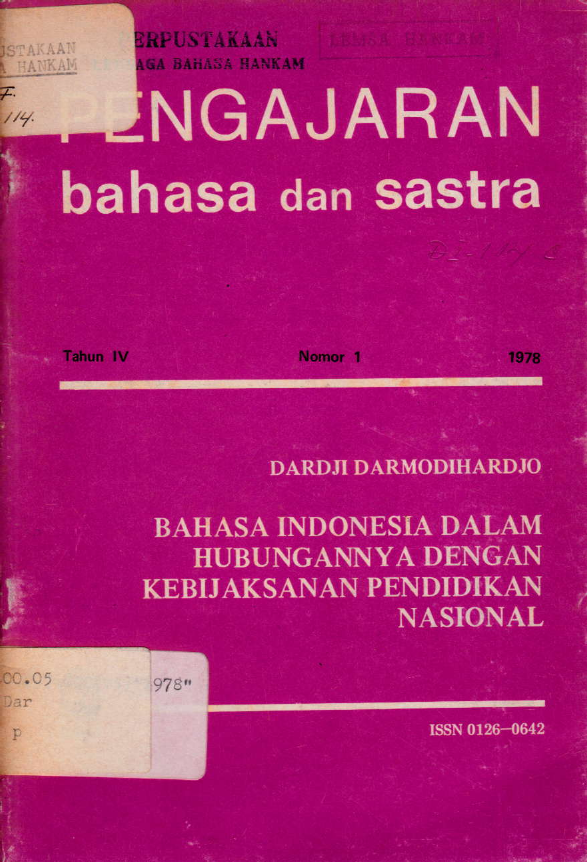 PENGAJARAN BAHASA DAN SASTRA NO. 1 TAHUN IV