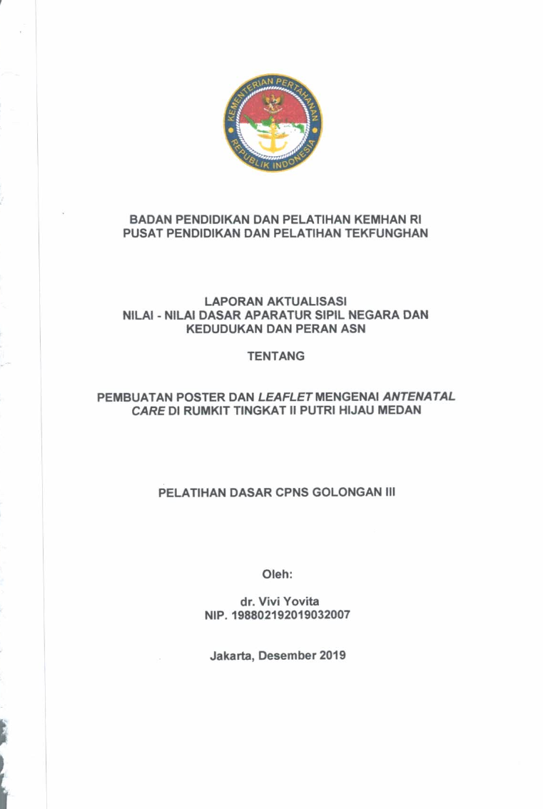 PEMBUATAN POSTER DAN LEAFLEAT MENGENAI ANTENATAL CARE DI RUMKIT TINGKAT II PUTRI HIJAU MEDAN