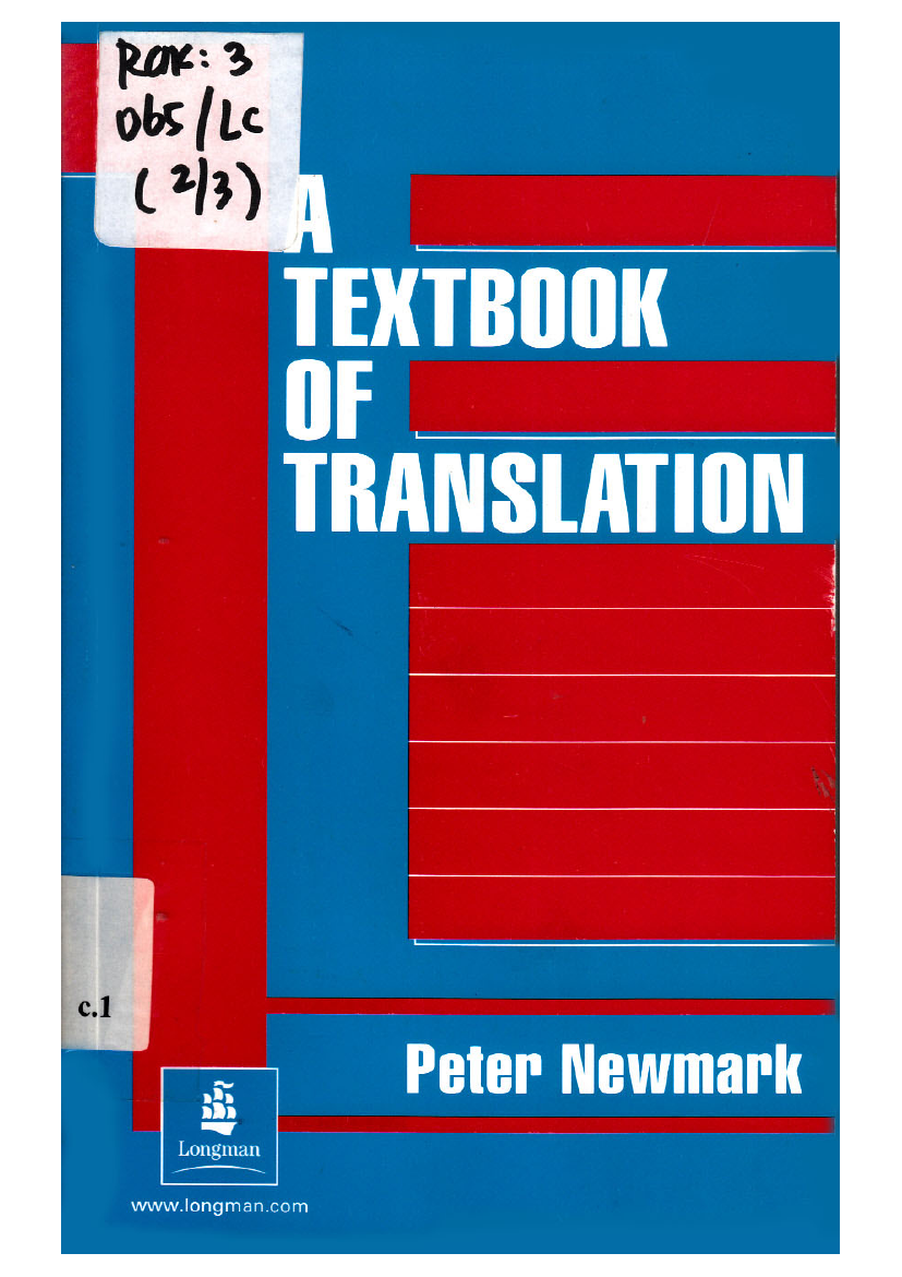 A Textbook of Translation