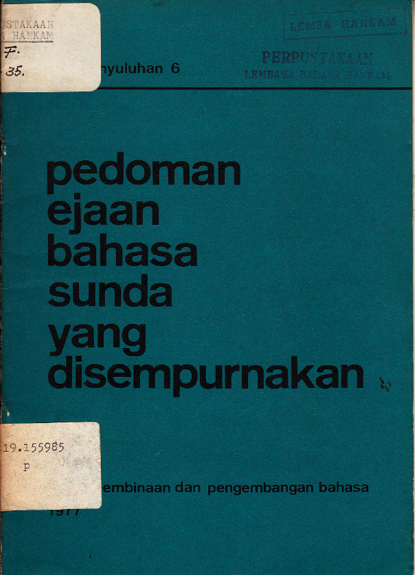 PEDOMAN UMUM EJAAN BAHASA SUNDAYANG DISEMPURNAKAN