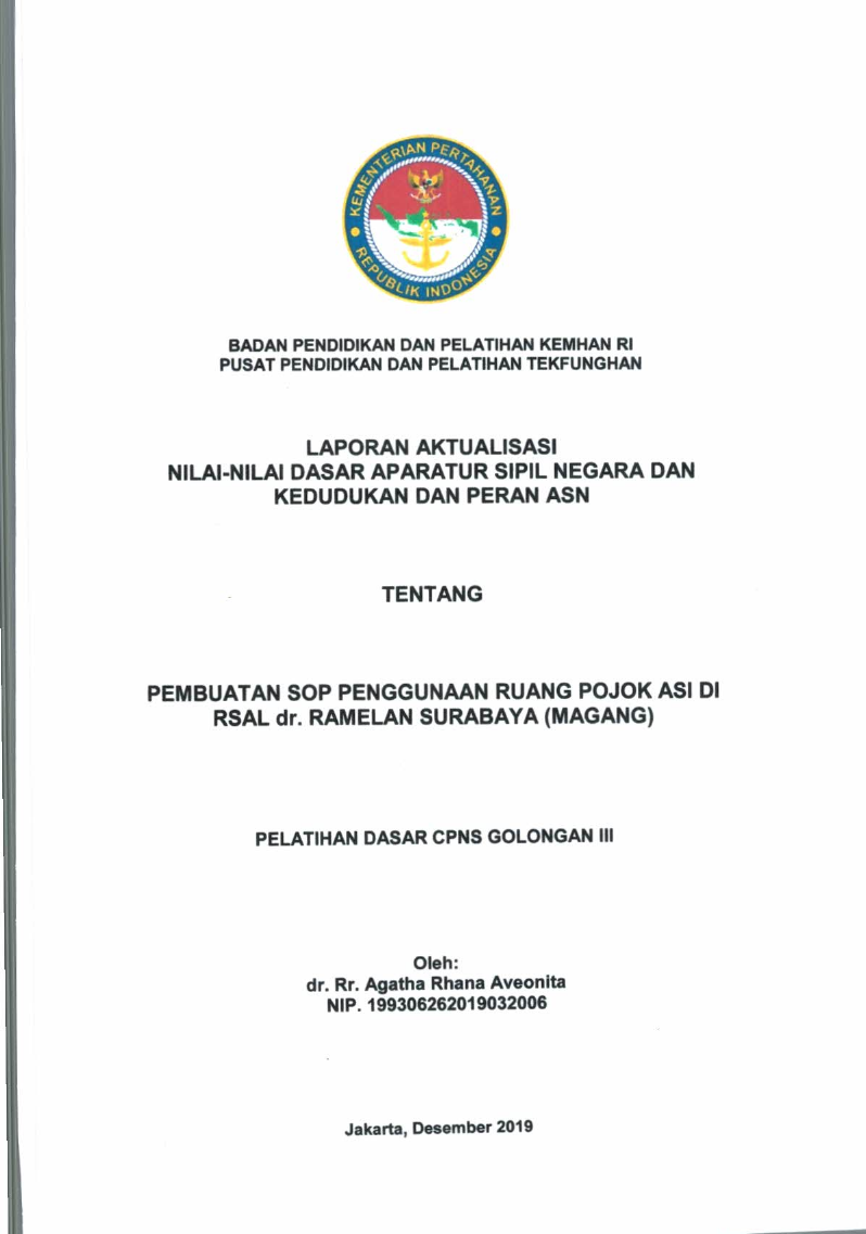 PEMBUATAN SOP PENGGUNAAN RUANG POJOK ASI DI RSAL DR. RAMELAN SURABAYA (MAGANG)